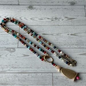 Multicolor Beaded Necklace with Gold Accents